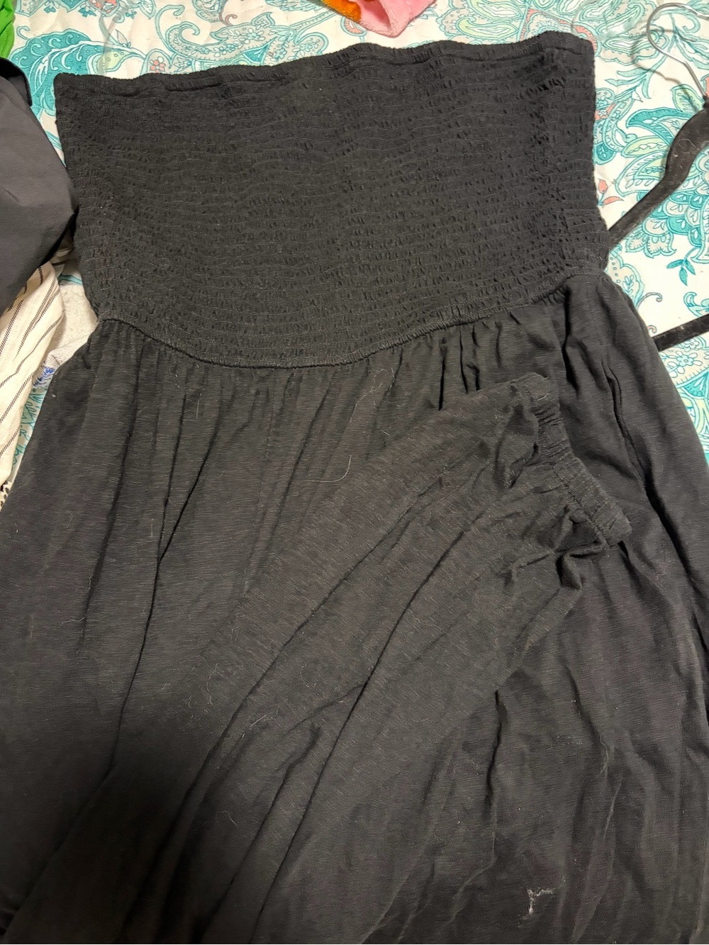 American Eagle Outfitters Black Strapless Smocked Jumpsuit